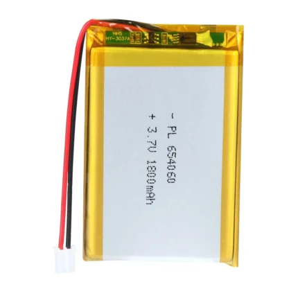 THOR 654060 3.7V 1800mAh lithium polymer battery with PCM protection, red and black lead wires, and 2-pin connector