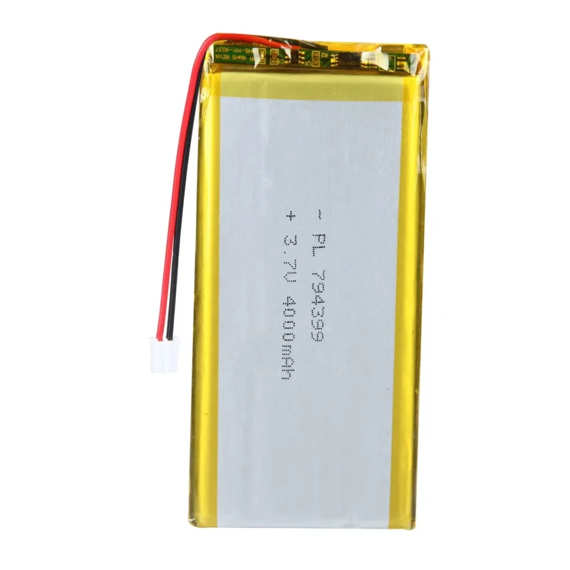THOR 794399 3.7V 4000mAh lithium polymer battery with PCM protection, red and black lead wires, and 2-pin connector