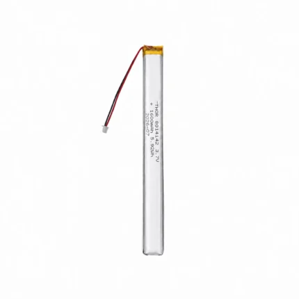 THOR 8014142 3.7V 1600mAh lithium polymer battery with PCM protection, red and black lead wires, and 2-pin connector
