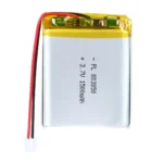 THOR 803850 3.7V 1500mAh lithium polymer battery with PCM protection, red and black lead wires, and 2-pin connector