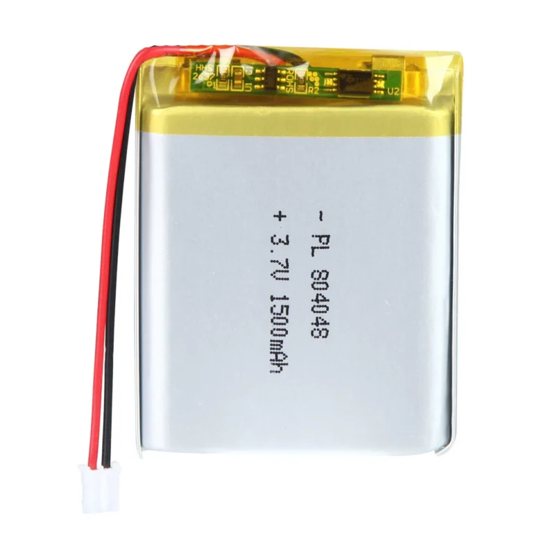 THOR 804048 3.7V 1500mAh lithium polymer battery with PCM protection, red and black lead wires, and 2-pin connector
