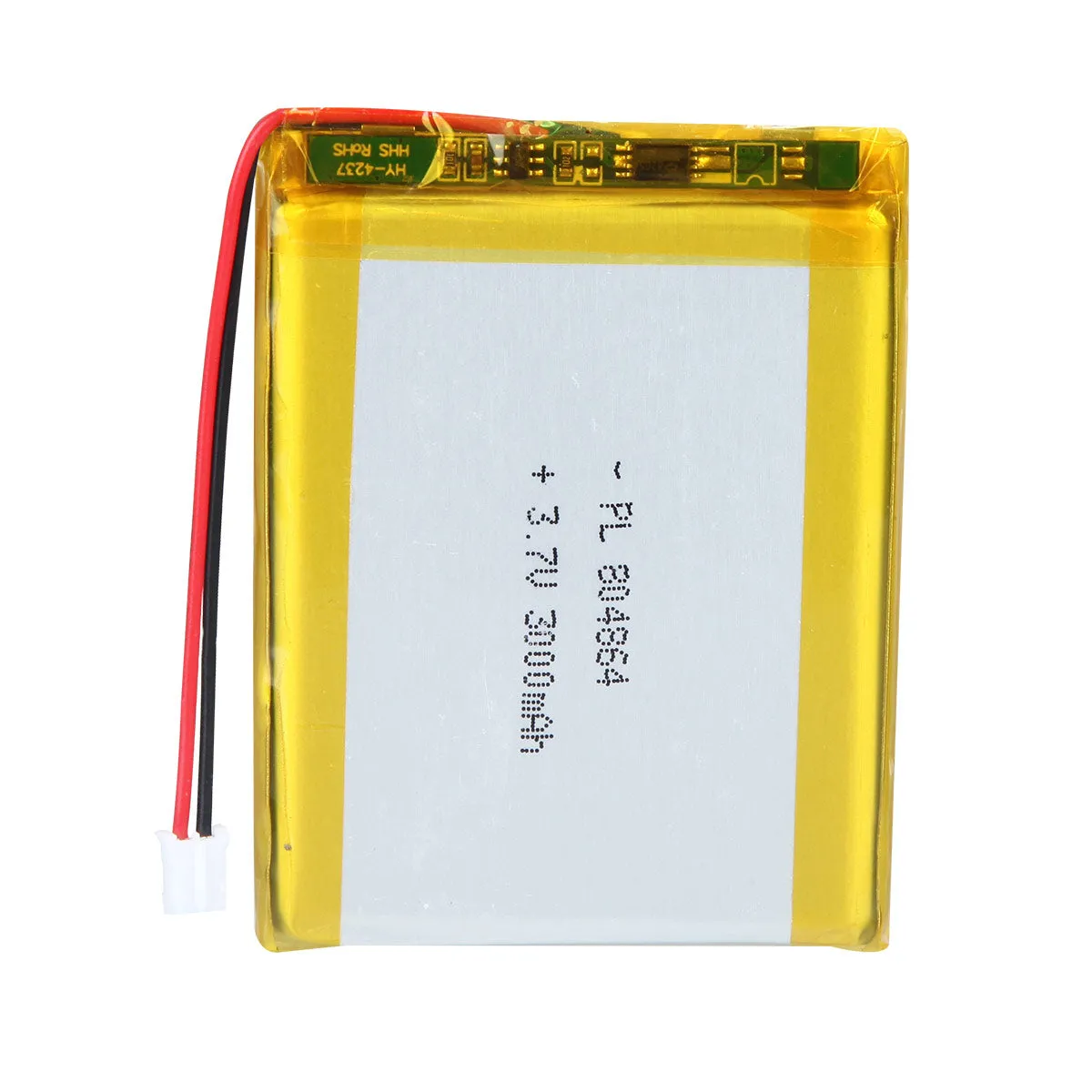 thor-804864-lithium-polymer-battery THOR 804864 3.7V 3000mAh lithium polymer battery with PCM protection, red and black lead wires, and 2-pin connector