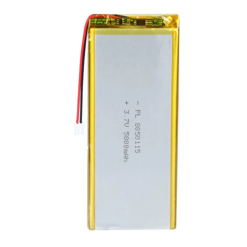 THOR 8050115 3.7V 5800mAh lithium polymer battery with PCM protection, red and black lead wires, and 2-pin connector