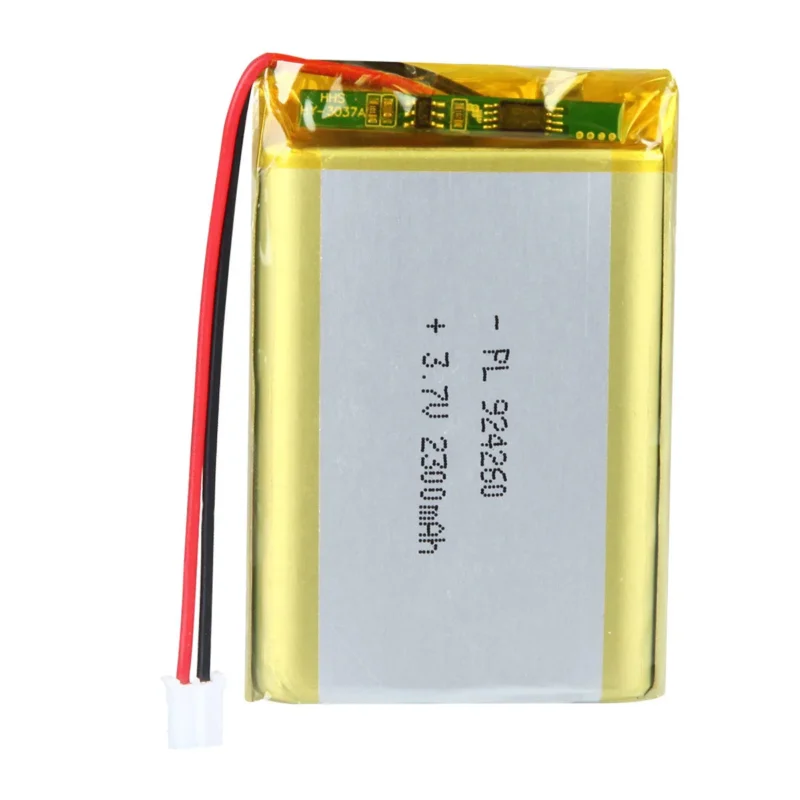 THOR 924260 3.7V 2300mAh lithium polymer battery with PCM protection, red and black lead wires, and 2-pin connector