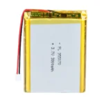 THOR 955070 3.7V 3800mAh lithium polymer battery with PCM protection, red and black lead wires, and 2-pin connector
