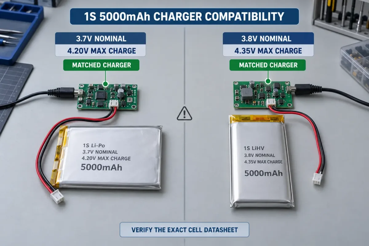 5000mAh LiPo battery charger compatibility comparison for 4.2V and 4.35V cells