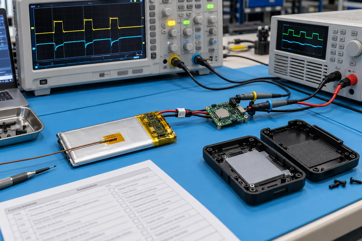 IoT battery prototype validation setup