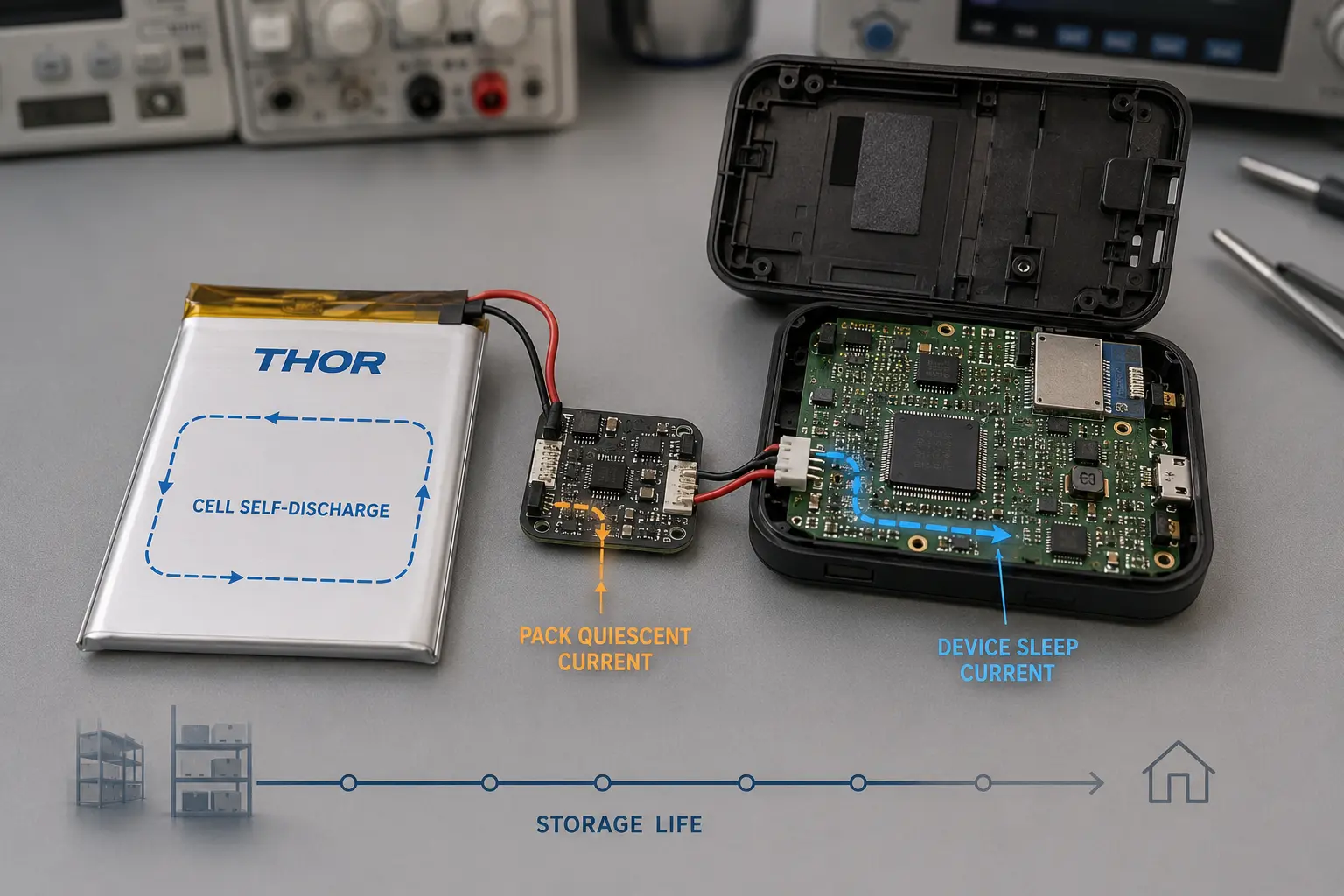 LiPo battery standby drain paths in a smart device battery system
