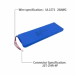 THOR 1458170 3.7V 12000mAh LiPo battery with UL1007 26AWG wires and PHR2.0-2P connector