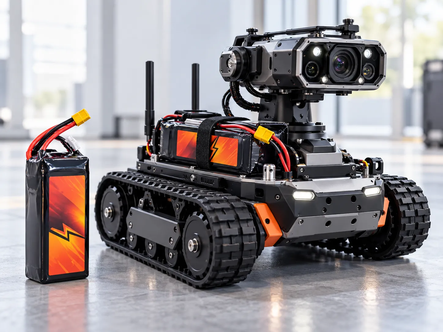 High-discharge LiPo battery for mobile robotics and inspection robots